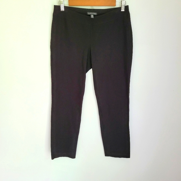 Eileen Fisher | Slim Ankle Black Stretchy Slacks - Picture 2 of 9